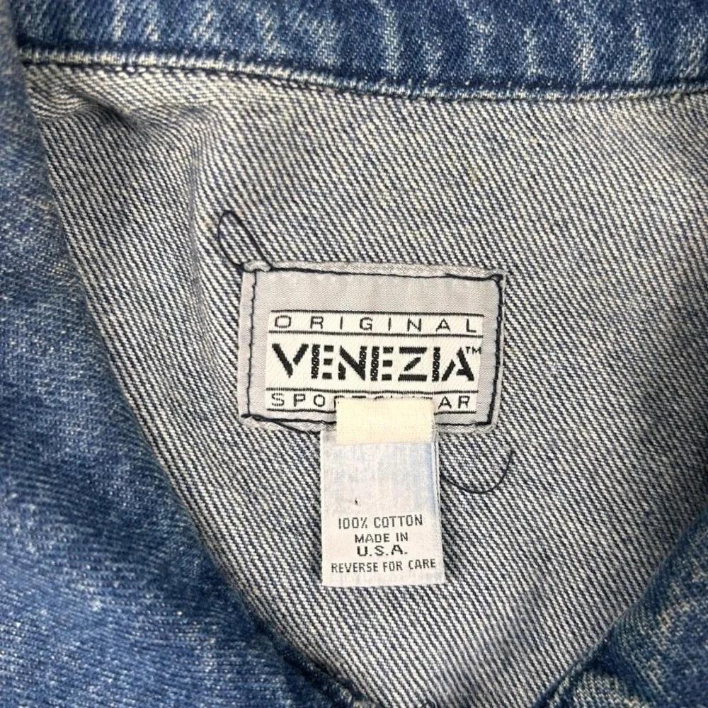 Vintage Venezia Denim Jacket Womens 18/20 Jean Trucker Buckle-Back 80s 90s Biker